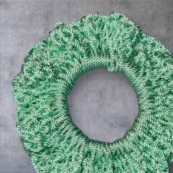 Emerald Green Nylon Crochet Hair Scrunchie - Picture 4 of 6